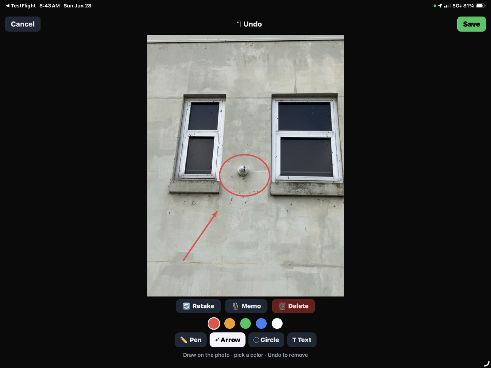 Marking up a field photo with arrows and circles